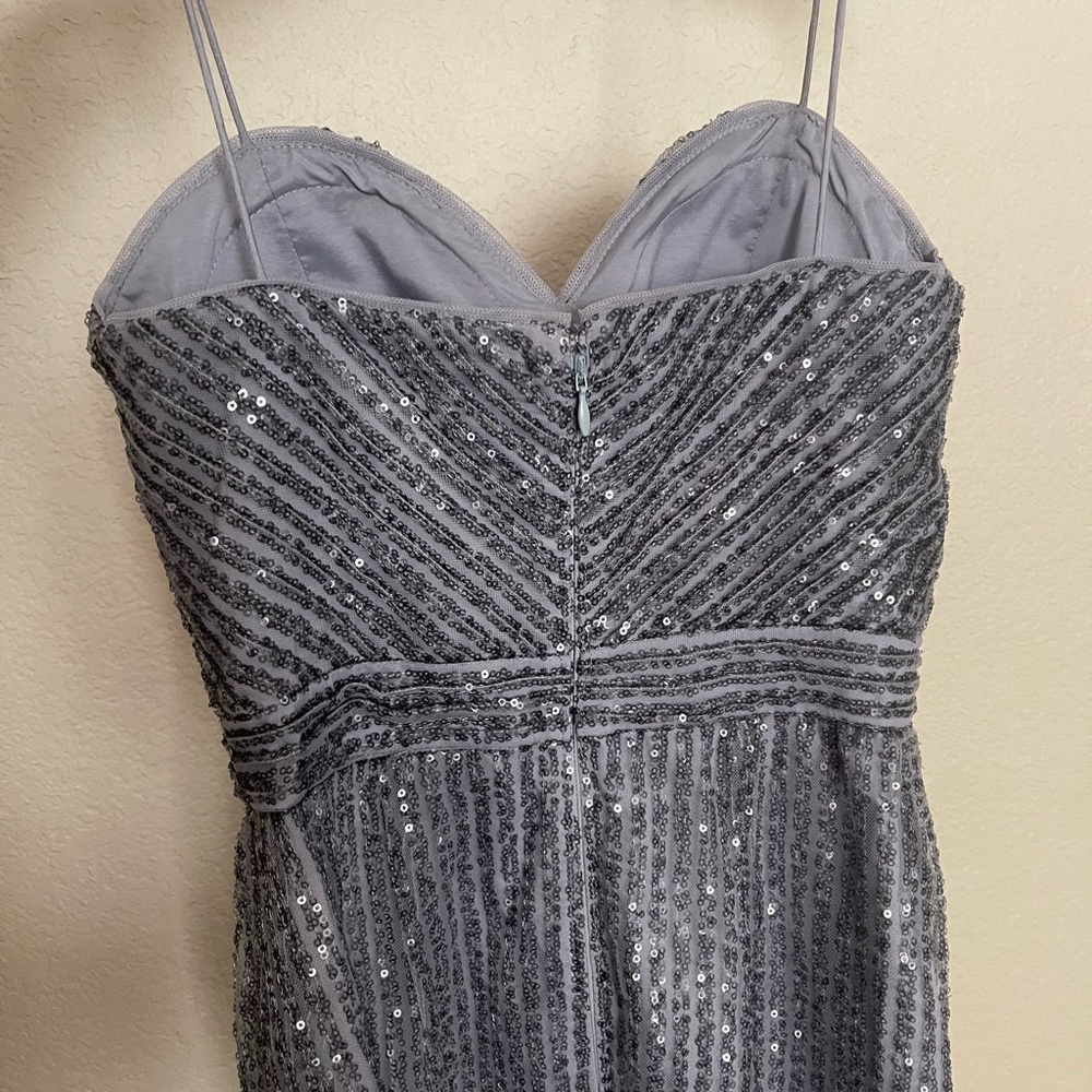 Aidan Mattox Silver formal dress